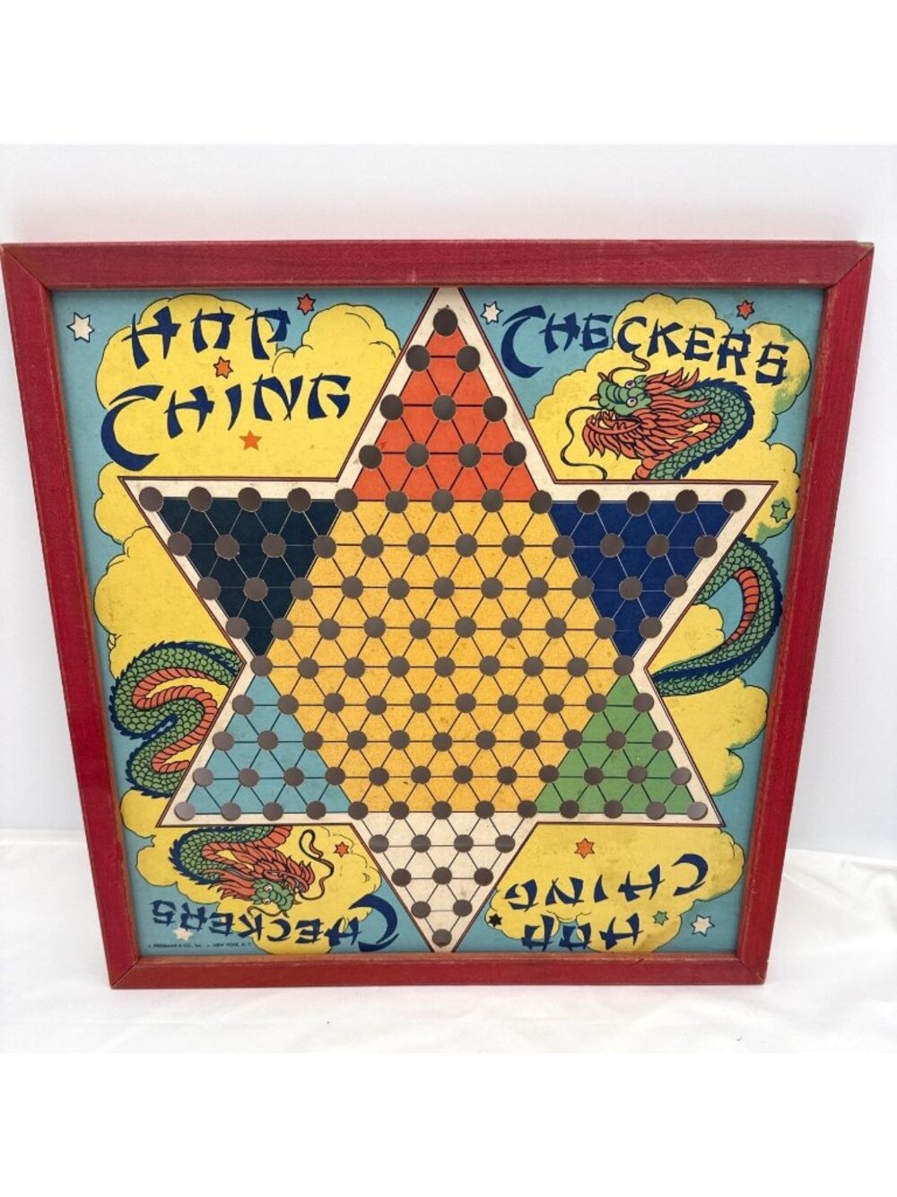 Vintage J Pressman & Co NY Hop Ching Chinese Checker Game Board 1950's